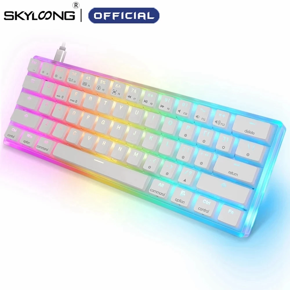 

SKYLOONG GK61 61Keys Mini Portable 60% Mechanical Keyboard Gamer Wired Hot Swappable RGB Backlit PBT Keycaps Mini Keyboards SK61