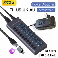 10 7 4 Port USB Hub 3.0 Aluminum A 3 0 Multi-hub Splitter Concentrator Multiple Extension Dock with Switch Adapter for PC Laptop 1