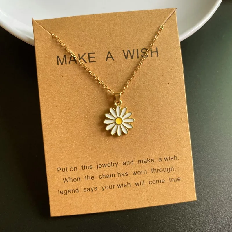 Small Pendant Sunflower Girl Necklace Korean Fashion Women's Neck Necklace Sunnner Necklace Jewelry_voghion.com