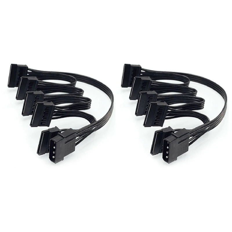 

2X 4Pin IDE To 5-Port Power Supply Cable 4Pin Molex To Multi SATA Port 18AWG Wire Power Cord For Hard Drive HDD SSD PC