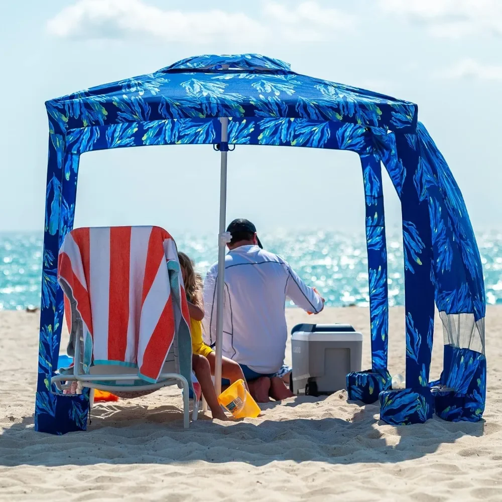 

Beach Cabana,6.2'×6.2' Beach Canopy, Easy Set up and Take Down,Instant Sun Shelter with Privacy Sunwall,Cool Cabana Beach Tent