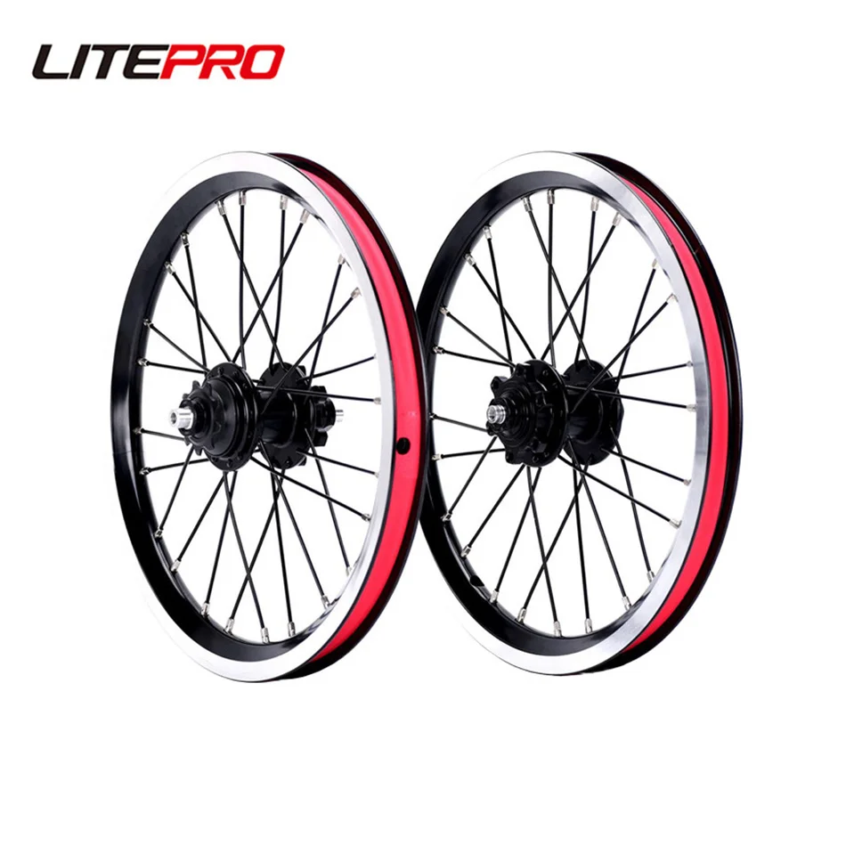 

Litepro Folding Bike Single Speed Wheelset 14 Inch V Brake 74/85mm Ultralight BMX Wheels Disc Brake 4Bearings Sealed Wheel Rims