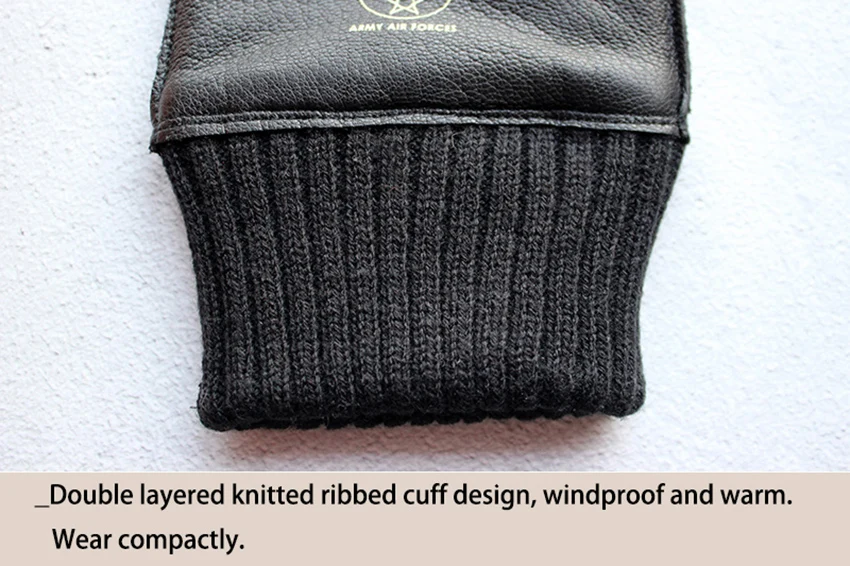 Men's Deer Skin Gloves Touch Screen Leather Thickened Winter Warm Ribbed Sleeves Aviation Motorcycle Riding Gloves