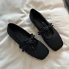 Ethnic Style Women Red Satin Mary Jane Shoes Fashion Shallow Square Toe Shoes Spring Autumn Soft Sole Ballet Shoes 6