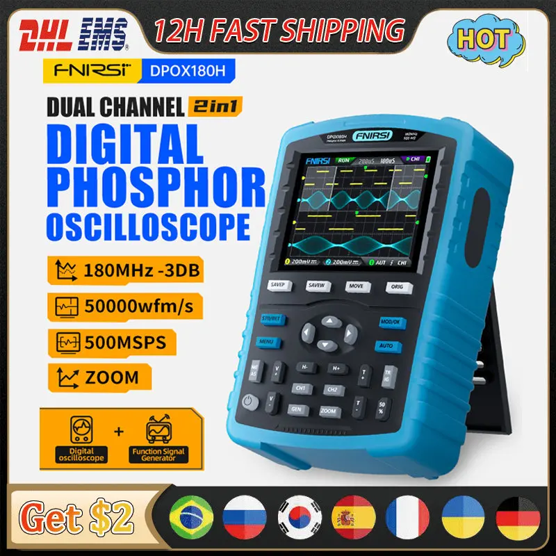 FNIRSIDPOX180HHandheldDigitalOscilloscope180MHz3DB50000wfmss