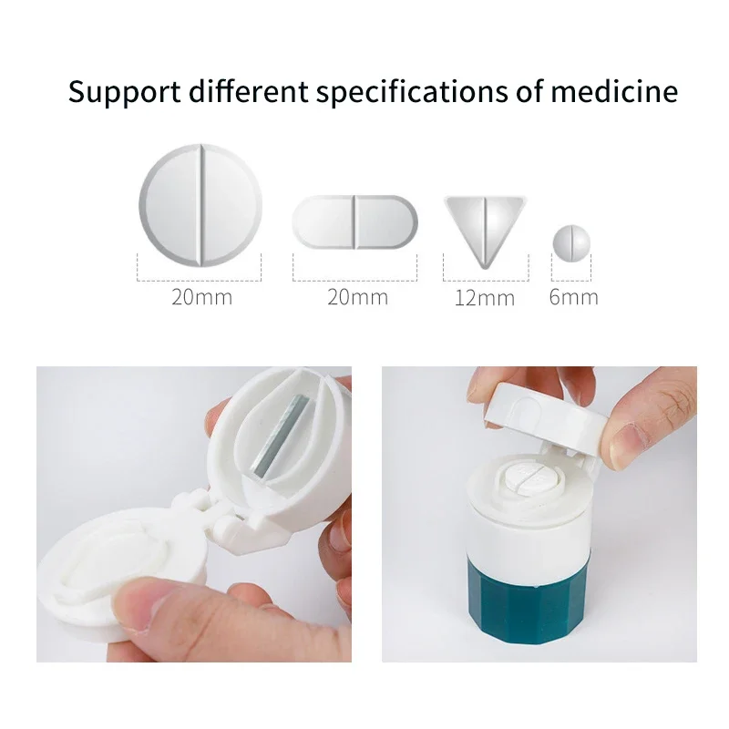 Medicine Splitter Box Storage Pill Crusher Multifunction Portable 4 Layer Powder Tablet Grinder Powder Pill Cutter