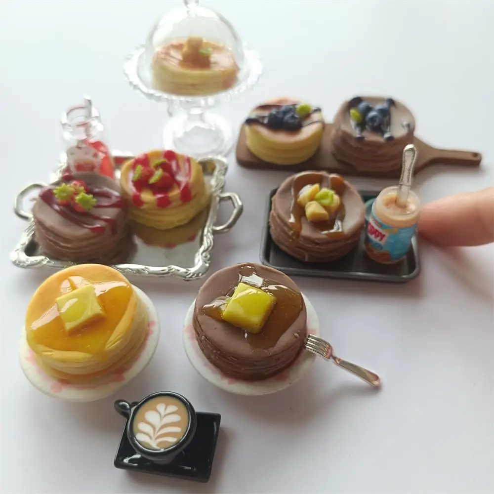 Kitchen toys Pretend kitchen toys Pretend food toys Doll house toys Miniature Dollhouse Delicious Pancakes with flavors of blueberry mango cheese strawberry for Blyth Barbies ob11 Birthday Gif