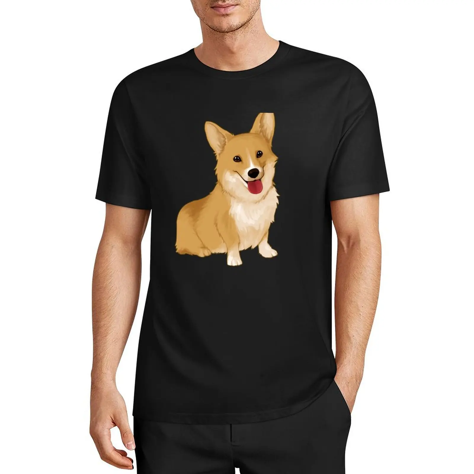 

Cute smiling corgi T-Shirt oversizeds boys whites mens cotton t shirts