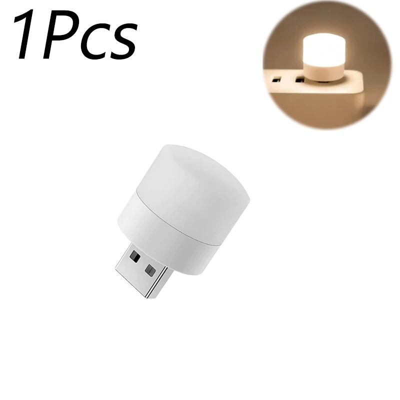 1-10Pcs Mini USB Night Light Warm White Eye Protection Book Reading Light USB Plug Computer Mobile Power Charging LED Night Lamp