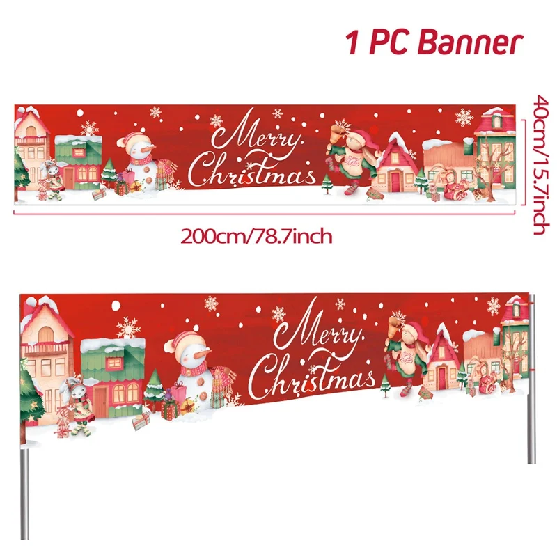 Weihnachts-Banner Outdoor 200x40 Cm – Festliche Dekoration Mit „Frohe Weihnachten“, Wetterfest, Für Haus & Garten