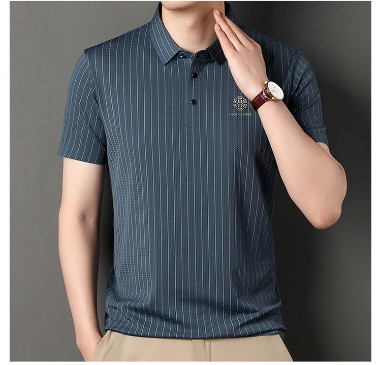 Green Snake Fashion Summer Casual Breathable Cool Comfortable Lapel Polo Short Sleeve Korean Striped Print Design T-shirt Top 19 Sbe52f7435ec84883b3d6da9b5b7dde6fS