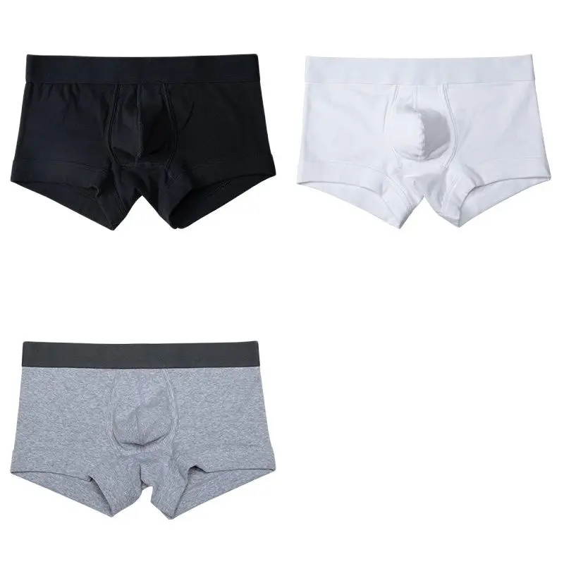 3PCS/Lot Solid Color Men's Gay White Underwear Sexy Boxer