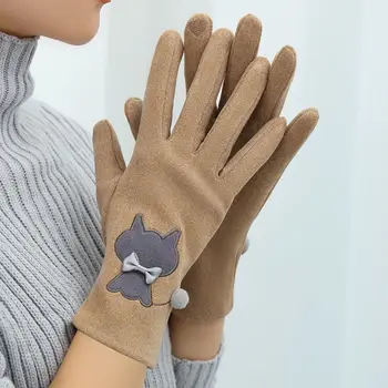 German Velvet Plus Velvet Thickened Cold-proof Gloves Women's Winter Riding Windproof Touch-screen Warm Student Gloves