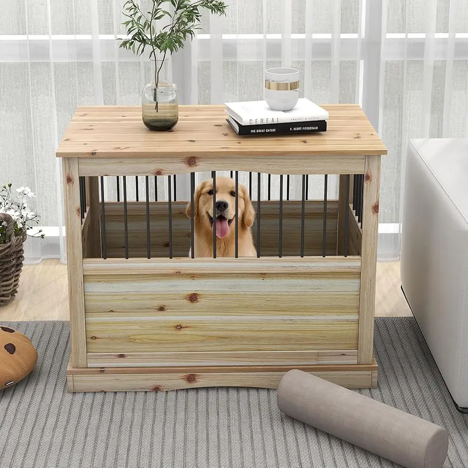 Solid Wood Medium Dog Crate Multifunctional Furniture