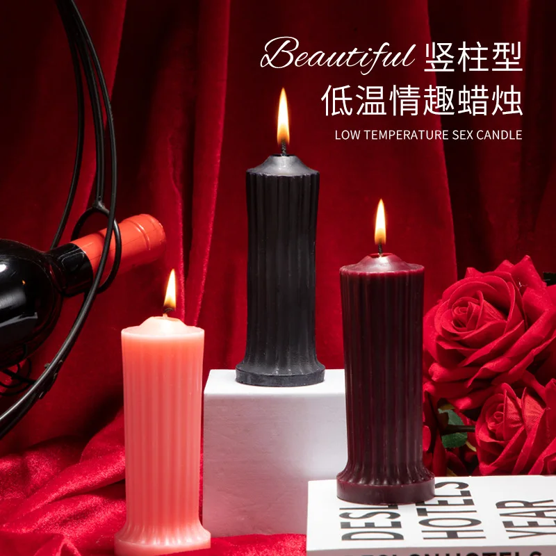 AdultsmToy Sexy Low Temperature Cylindrical Striped Candle Couple Foreplay Alternative Training Wax Drip Props Can Be Sent on Be