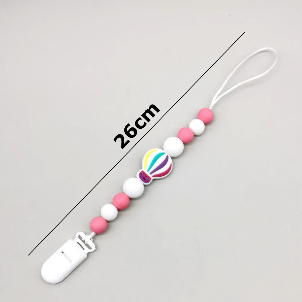 Hot Air Balloon Silicone Baby Pacifier Clip, Infant Pacifier Holder Leash, Cute Dummy Chain Teething Toy for Newborns Toddlers
