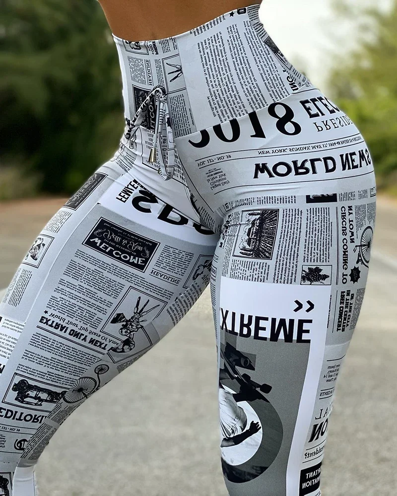 2025 Summer Workout Leggings Black White High street