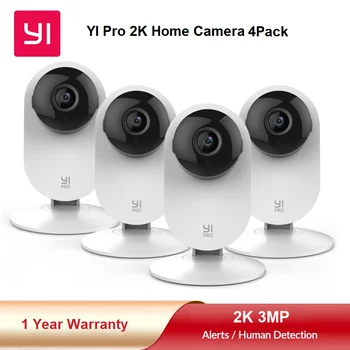 2K Security Camera Kit 1/2/4pcs YI Pro, Indoor Cameras with Smart Detection, Phone App for Baby Pet Monitoring