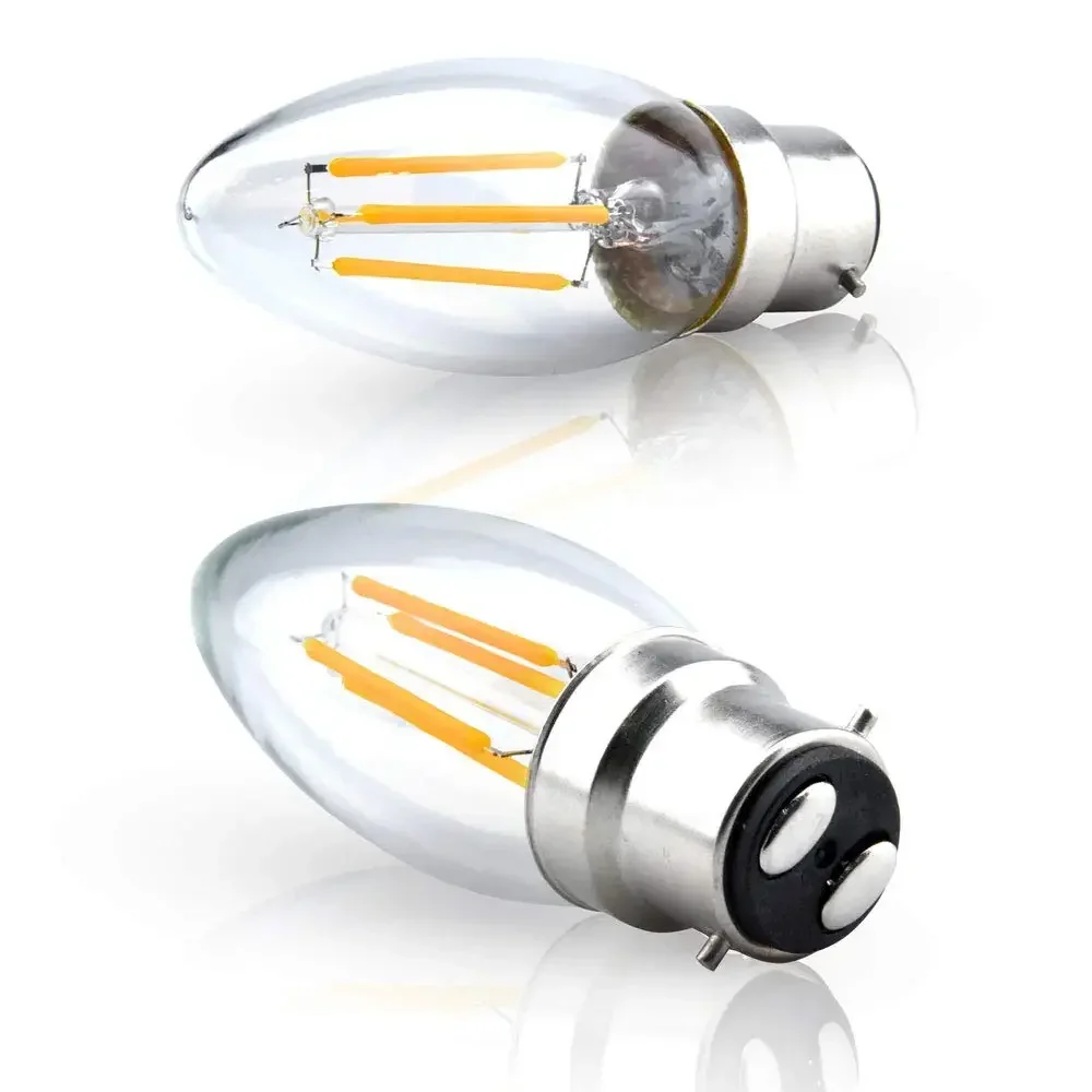 LED 캔들 필라멘트 전구, 밝기 조절 불가 총검 빈티지 에디슨, 따뜻한 흰색, 2700K 차가운 6500K, 40W 백열등, B22, 4W C35