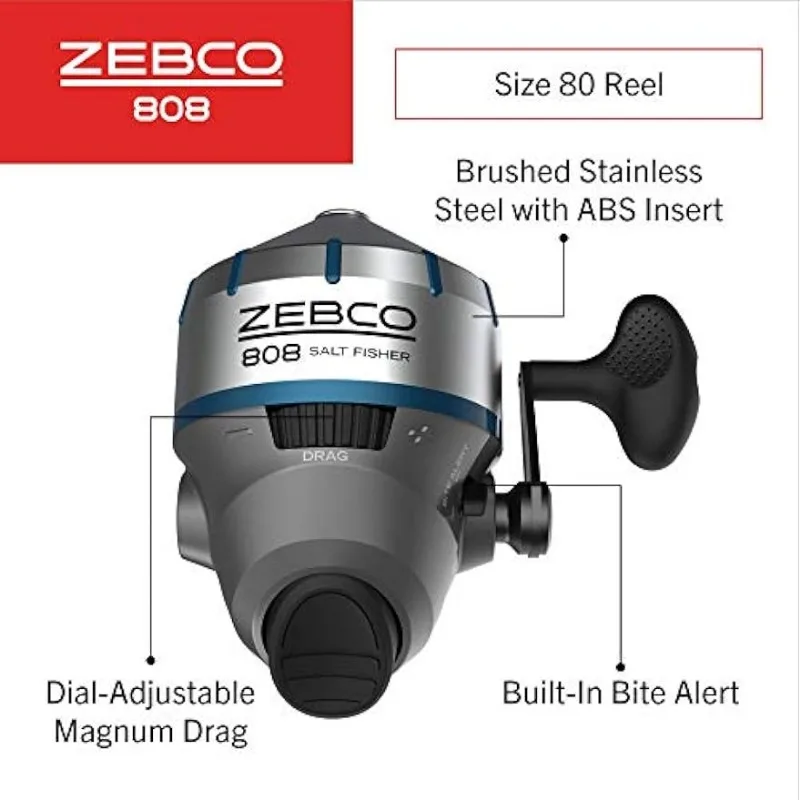 Zebco 808 Saltwater Spincast Reel and Fishing Rod Combo, 7'0