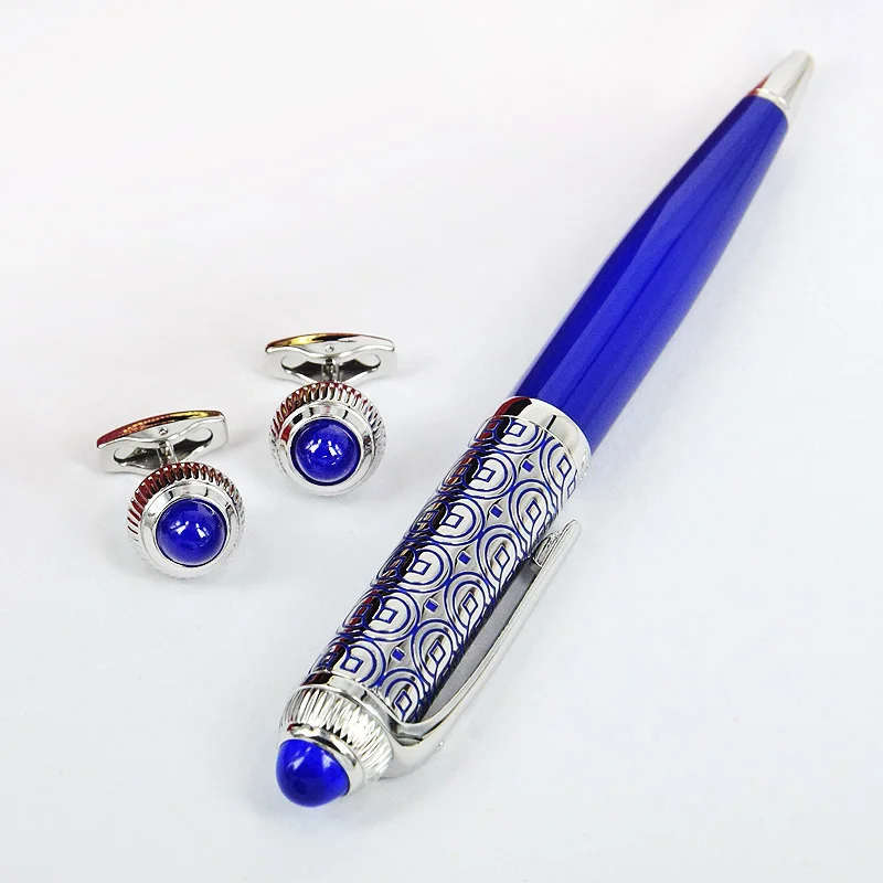 chinese writing brush blue and white porcelain pattern brush chinese calligraphy watercolor painting brush larger regular script MBS Luxury CT Roadster Blue Circle Silver Pattern Covered Blue Lacquer Barrel Ballpoint Pen Writing Smooth Stationery