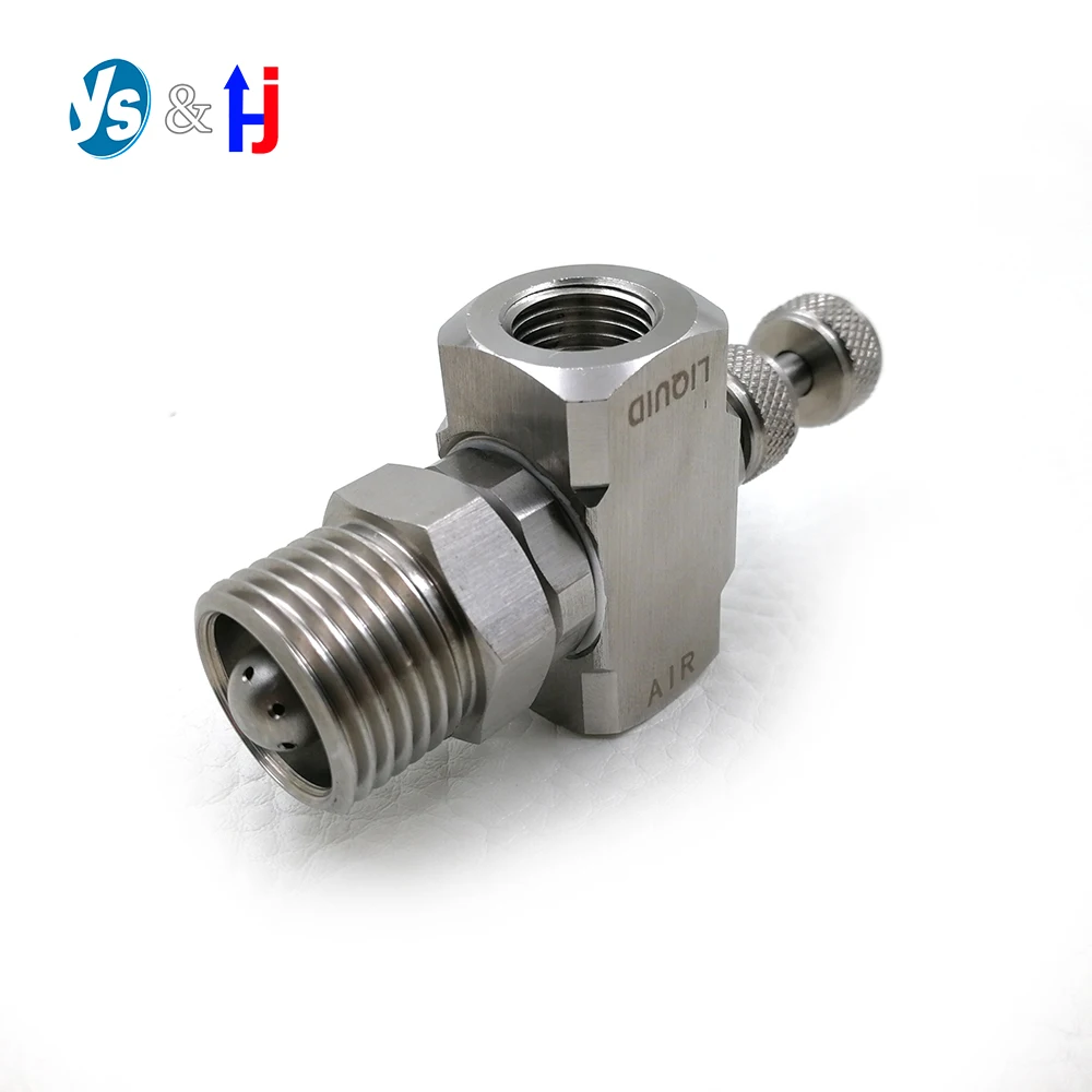 

1/4 Air Liquid Inlet Thick-Wall-Mounted Atomizing Nozzle Two-Fluid Mixing Spray Water Humidifying Sprayer Adjustable Atomization