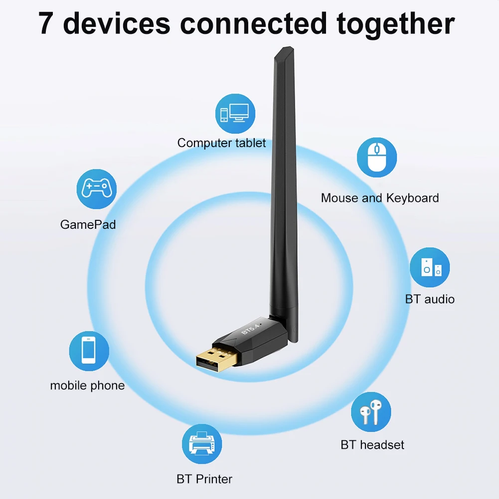 USB 블루투스 호환 5.4 어댑터, 오디오 송신기 리시버 어댑터, PC 무선 마우스 키보드용 드라이버 무료 150m