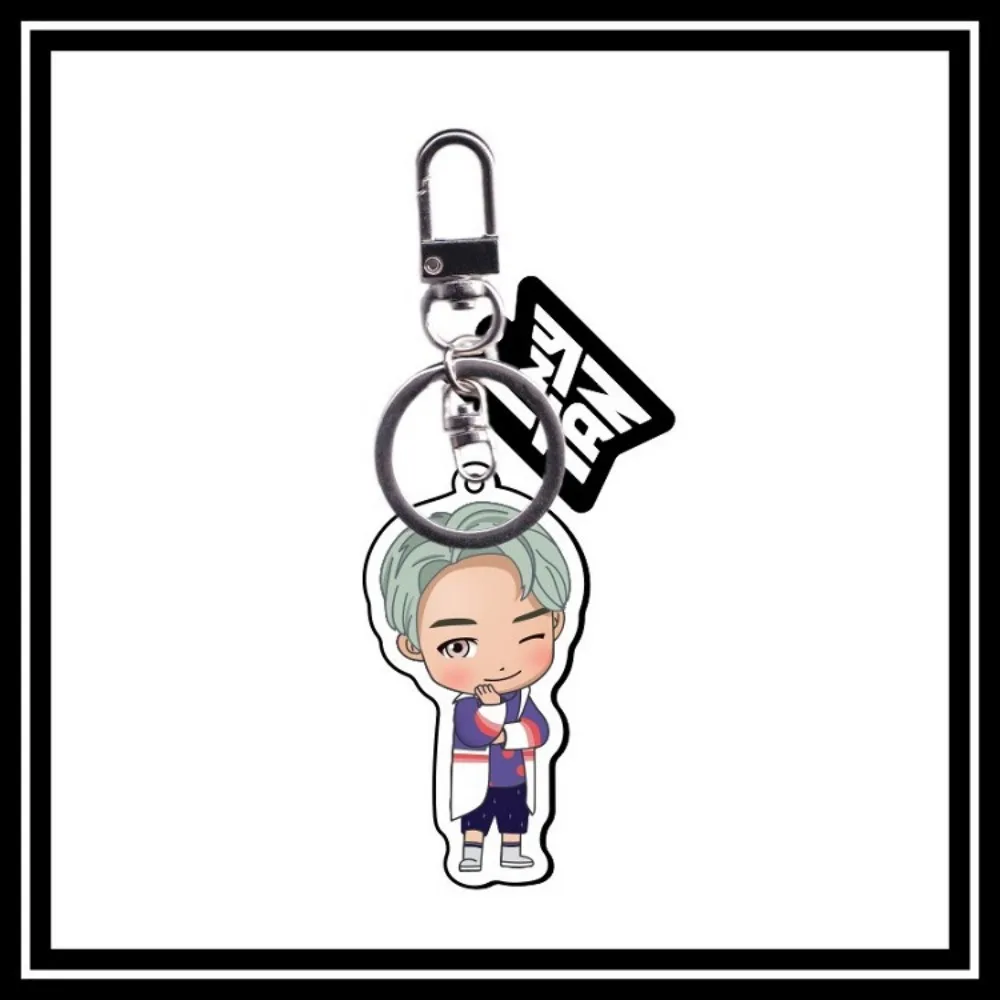 2025New Bts Youth Group High Appearance Level Cartoon Acrylic Key Chain Cute Pendant Small Gift Bag Key Ring Pendant 6