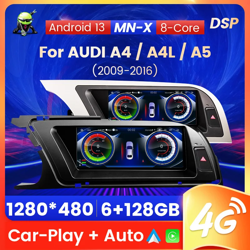 

6G+128G Car Multimedia Video Player Wireless Carplay For Audi A4 A4L A5 B8 2009 - 2018 Android 13 Navigation GPS Car Radio 2Din