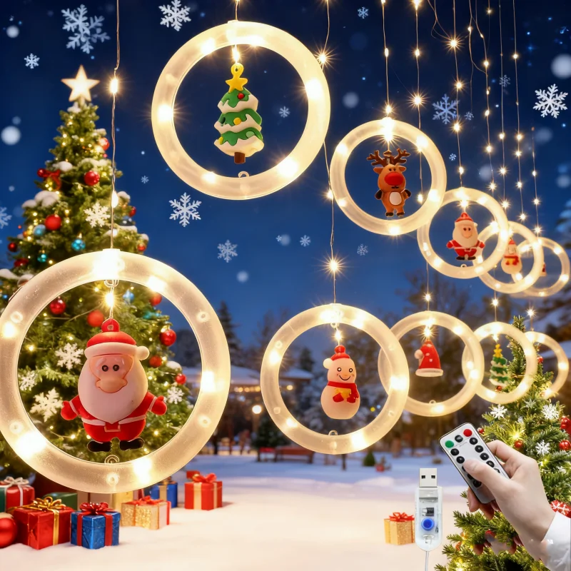 Guirlande lumineuse LED Père Noël, décoration de Noël, guirlande lumineuse d'intérieur, veilleuse, cadeau de Noël et de Nouvel An_voghion.com