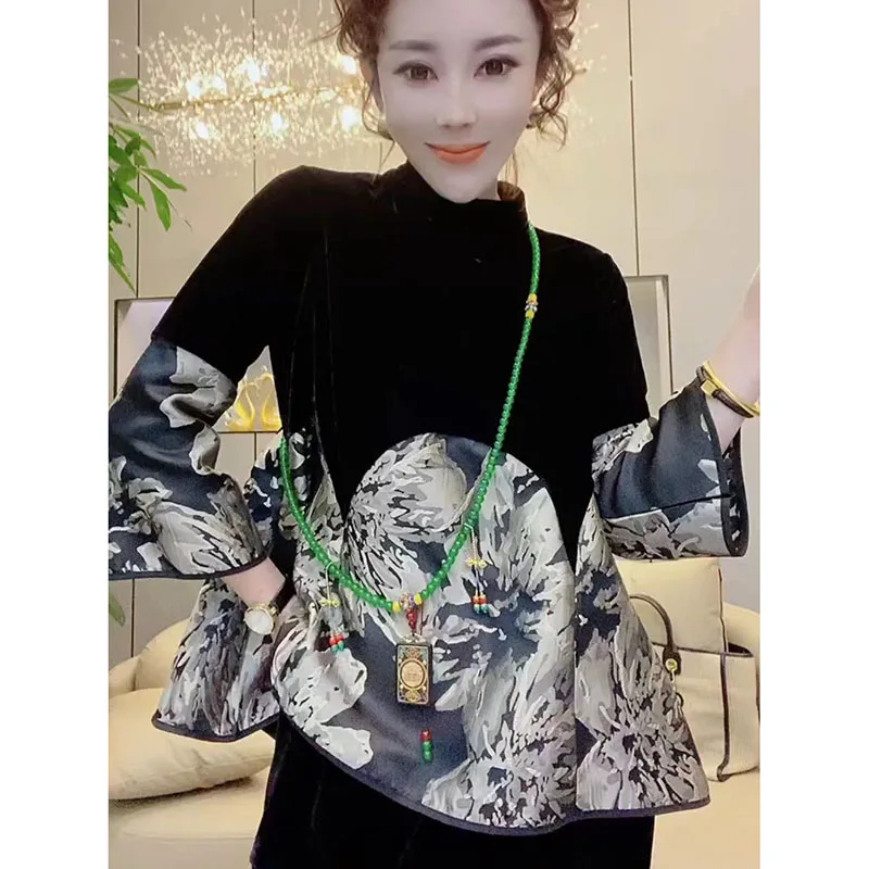 GETADME Long Sleeve V-Neck Fine Elegant Woman Shirts Lace Spliced Hollow Office Lady Blouses Youthful Fashion Loose Streetwear Tops main image 1
