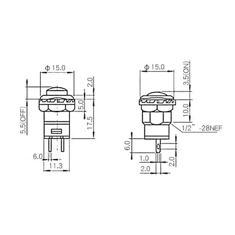 Self-Lock /Momentary Pushbutton Switches DS228 DS428 12mm OFF-ON Push Button Switch DS-228 DS-428 5/20PCS