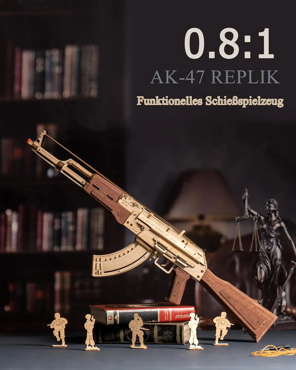 Robotime Rokr Automatic Rifle AK-47 Gun Blocks Model Buliding Kit 3D Wooden Puzzle Wooden Kits with Rubber Bands for Adults - Image 2