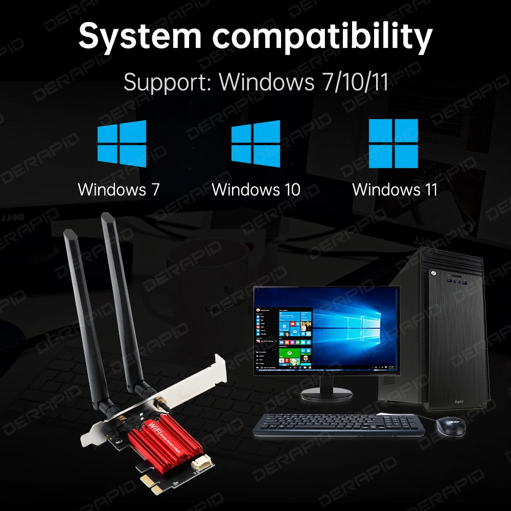 AC1200 PCIe WiFi 카드 블루투스 5.1 데스크탑 네트워크 어댑터 Windows 10 11용 1200Mbps 듀얼 밴드 5GHz 867Mbps 무선 카드