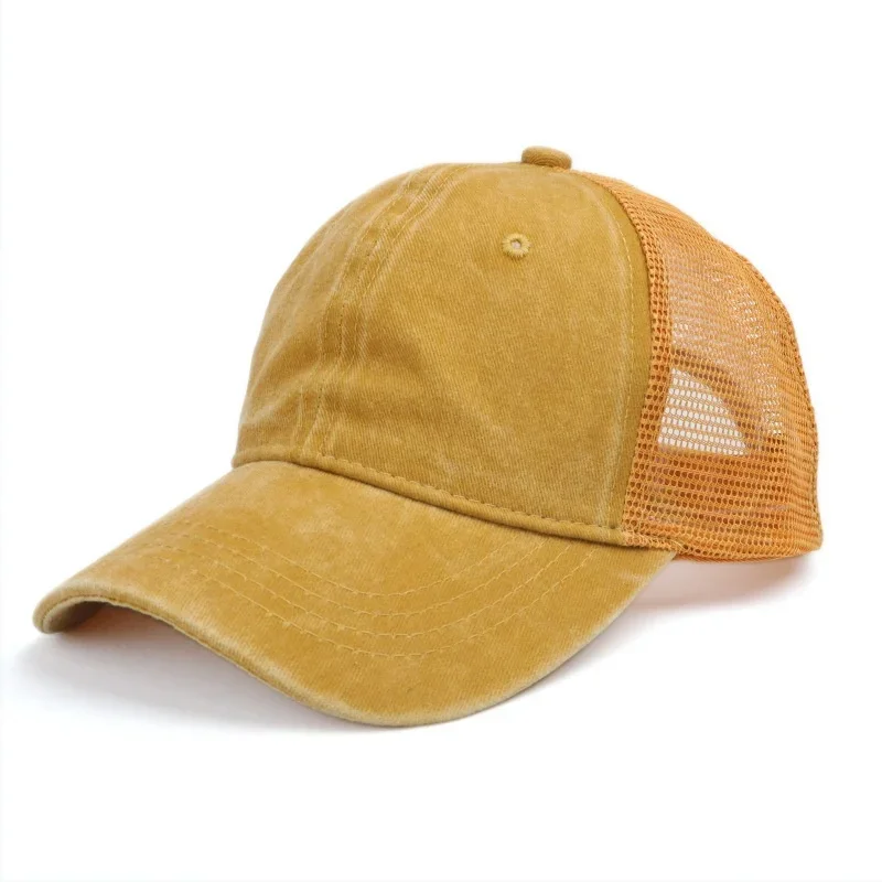 Unisex Baseball Kappe Aus Gewaschener Baumwolle Vintage Einfarbig Einstellbar Casual Mesh Truck Caps Männer Frauen Sommer Outdoor Streetwear Hut – Detail 12