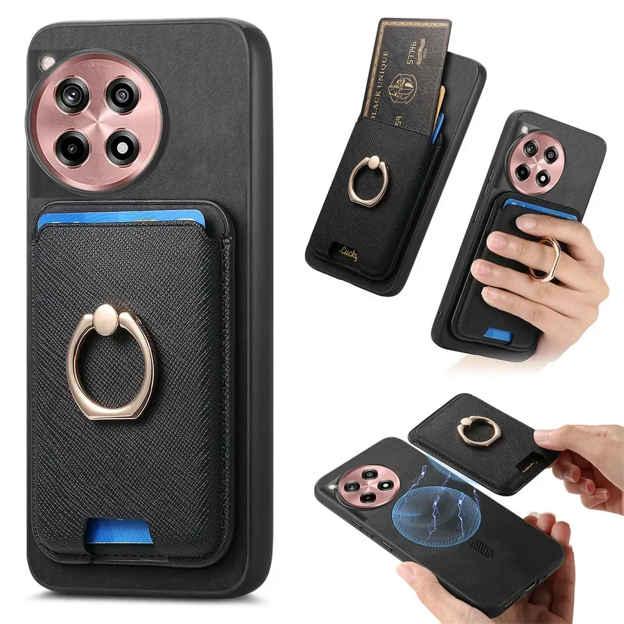 Enhanced MagSafe-Compatible 2-in-1 Detachable Leather Card Case and Back Cover