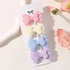 4Pcs/set Candy Colored Hair Clip Set for Girls Double Layered Bow Cute Bangs Hair Pin Cotton Safe Kids Baby Hair Accessories 6