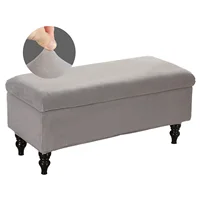 Stretch Footrest Ottoman Cover Soft Rectangular Folding Storage Stool Furniture Piano Seat Bench Protector Slipcover 1