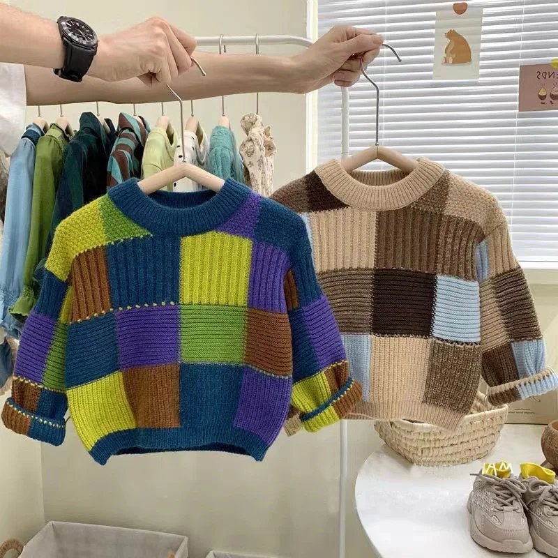 

Children Clothing Children Sweater 2023 Autumn and Winter New Western Children Clothing Men and Women Knitwear Baby Sweater