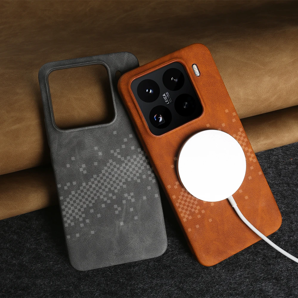 Luxury PU Leather Magnetic Wireless Charging Case Cover
