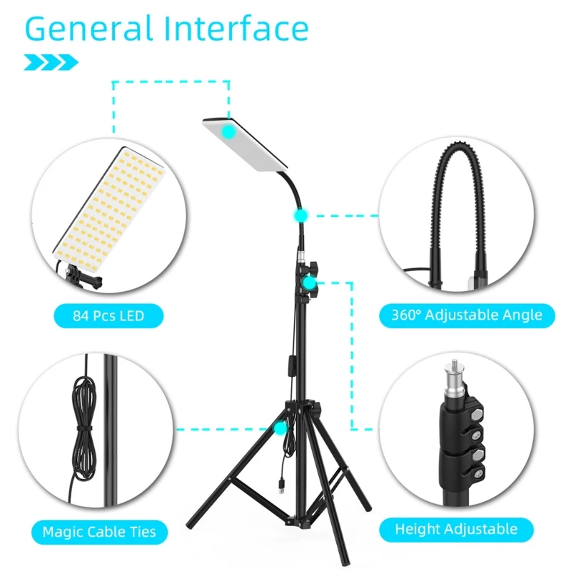 Portable Outdoor Camping Light Selfie Camera Lamp USB Power Adjustable Telescoping Tripod USB LED Lamp for Travel Fishing