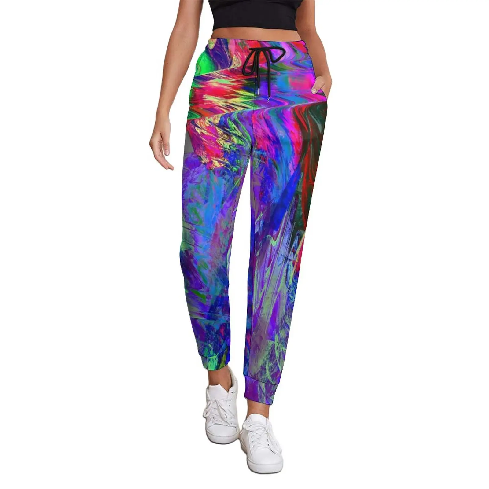 

Colorful Neon Paint Baggy Pants Abstract Graffiti Hippie Joggers Spring Womens Kawaii Custom Big Size Trousers Birthday Gift