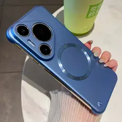 Frameless Metal Paint Phone Case with MagSafe Compatibility for Mate 60 ProPlus (Blue)