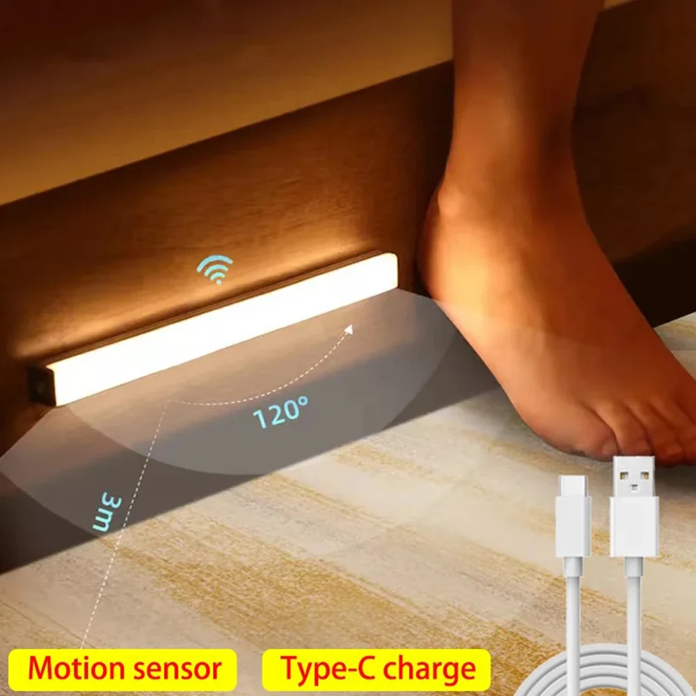 Night Light Motion Sensor Lights USB LED Wireless Under Cabinet Light For Kitchen Cabinet Bedroom Wardrobe Interior night lights