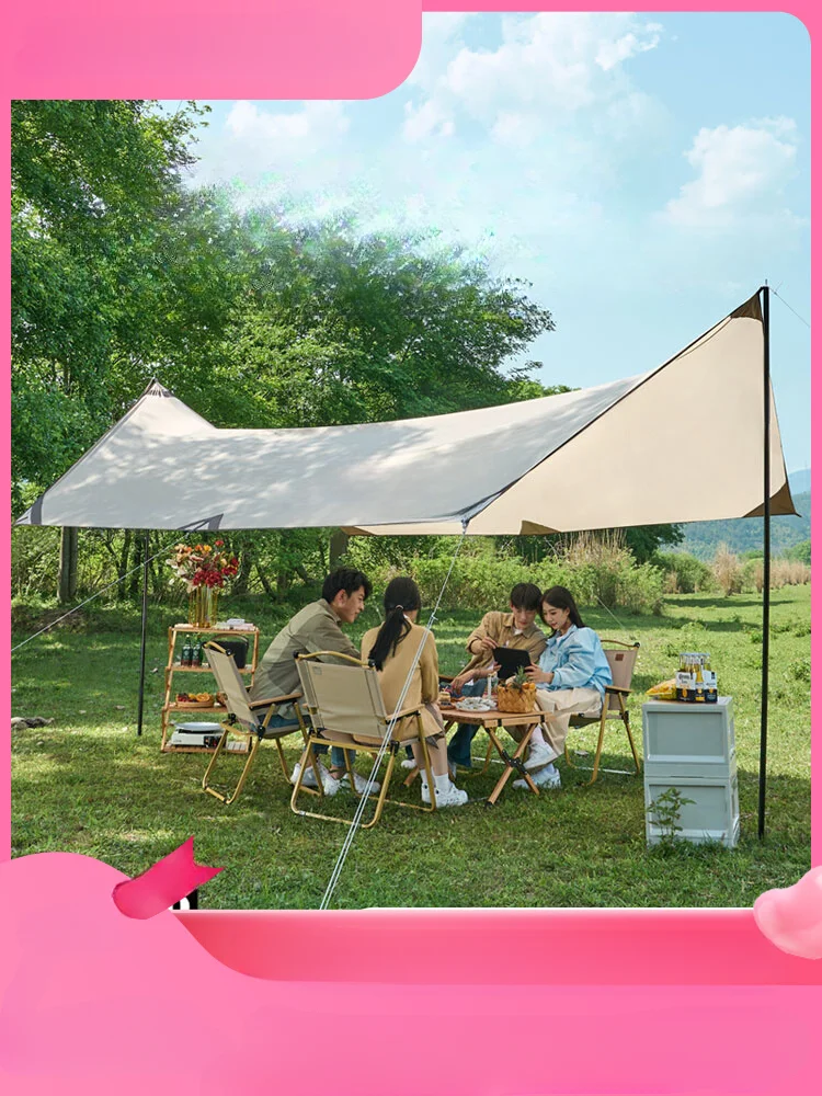 

Canopy Tent Outdoor Camping Equipment Supplies Sunshade Portable Silver Pastebrushing Sun Protection Camping Sunshade Curtain