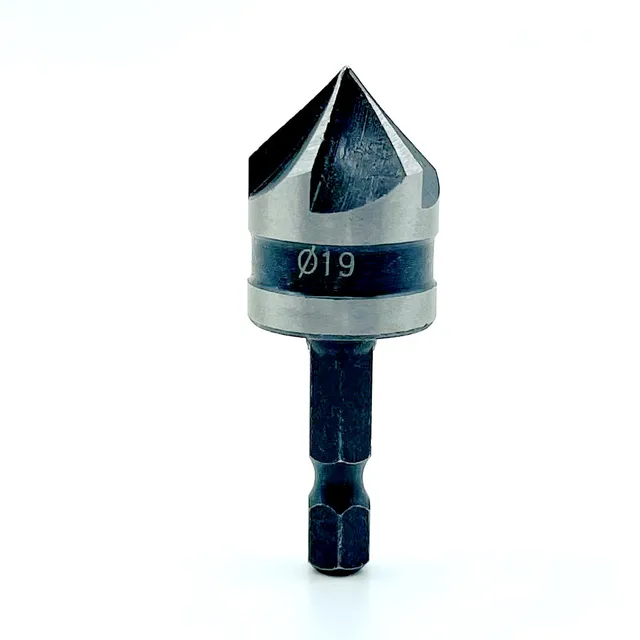 1pcs 82 Degrees Chamfer Drill Bit Set 12/16/19mm 5 Flute Woodworking Drill Bit Cutter Countersink Drill Bit Set Metal Drilling 1PCS 19mm