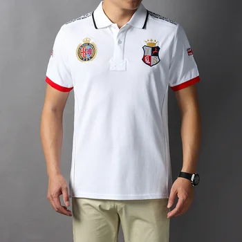 Polo da Uomo Inghilterra Gran Bretagna Reale Casual Sportivo Festa Cotone Ricamo Lusso Colore a Contrasto Design Originale