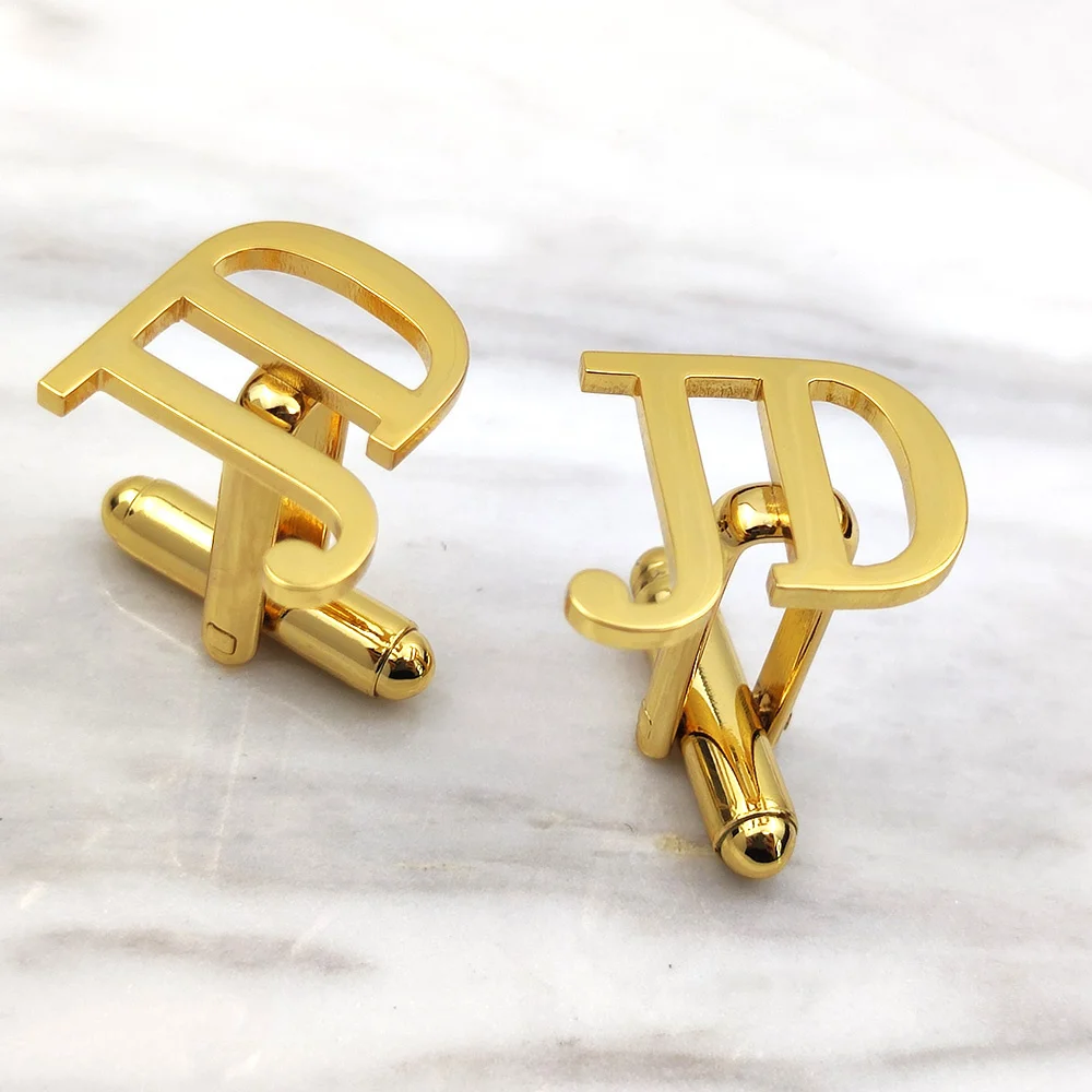 

Customized Name Cufflinks for Men Personalized Letter Cufflink Stainless steel Logo Button Initials Mens Wedding Jewelry Gift