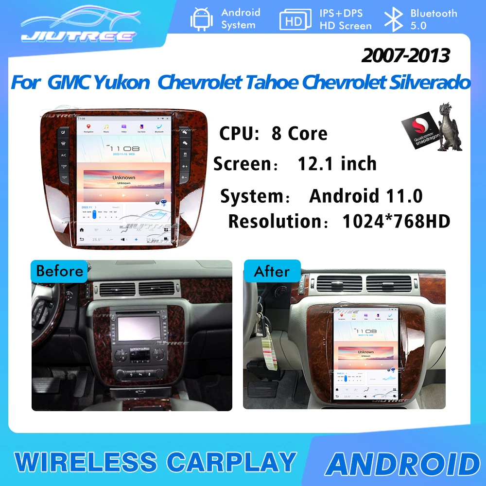 

Android 11 Tesla style Screen Car GPS Navigation For GMC Yukon/Chevrolet Tahoe Chevrolet silverado 2007-2012 Car radio player