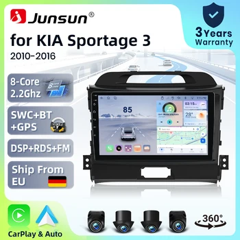 Sistema Estéreo Inteligente Junsun de 9 Pulgadas con Android 15 para KIA Sportage 3 2010-2016, Cámara de Visión 360, Radio para Auto, CarPlay Inalámbrico, Voz AI, Pantalla Táctil IPS, Reproductor Multimedia Inteligente, Unidad Principal 2 Din, Navegador GPS, Mirror Link, Bluetooth, 4G, WIFI, RDS, DSP, FM, DAB 1